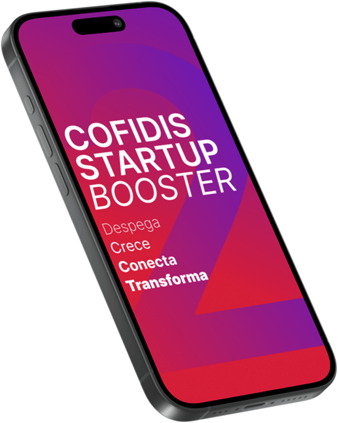Móvil inteligente mostrando imagen de Cofidis Startup Booster